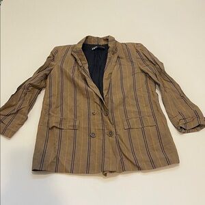 Zara Brown and Purple Striped Oversized Blazer